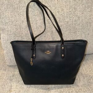 COACH Midnight Crossgrain City Zip Tote in Black J1657-F36875